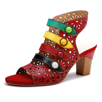 color stripes ultra-comfortable sandals with heels