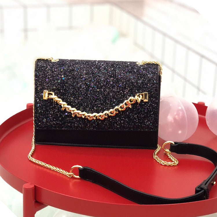 Leather sequin star messenger bag