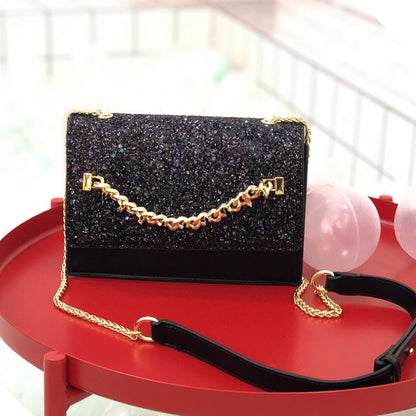 Leather sequin star messenger bag