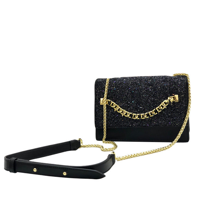 Leather sequin star messenger bag