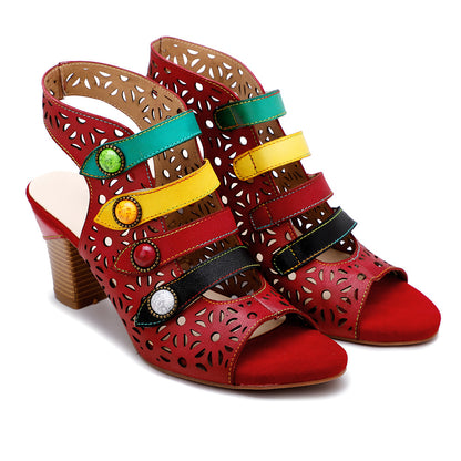 color stripes ultra-comfortable sandals with heels
