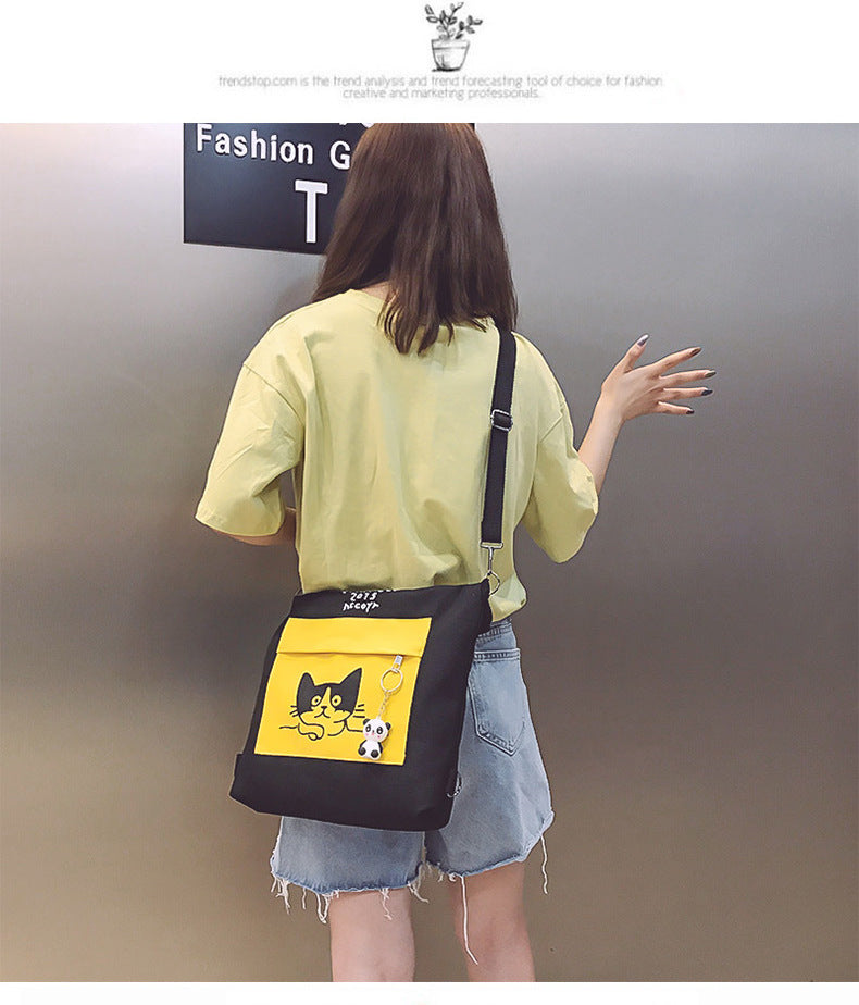 Anime canvas bag female shoulder large capacity bag