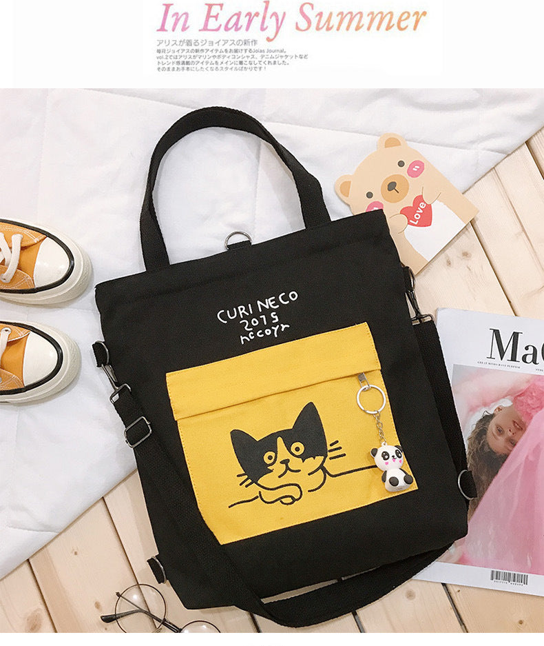 Anime canvas bag female shoulder large capacity bag