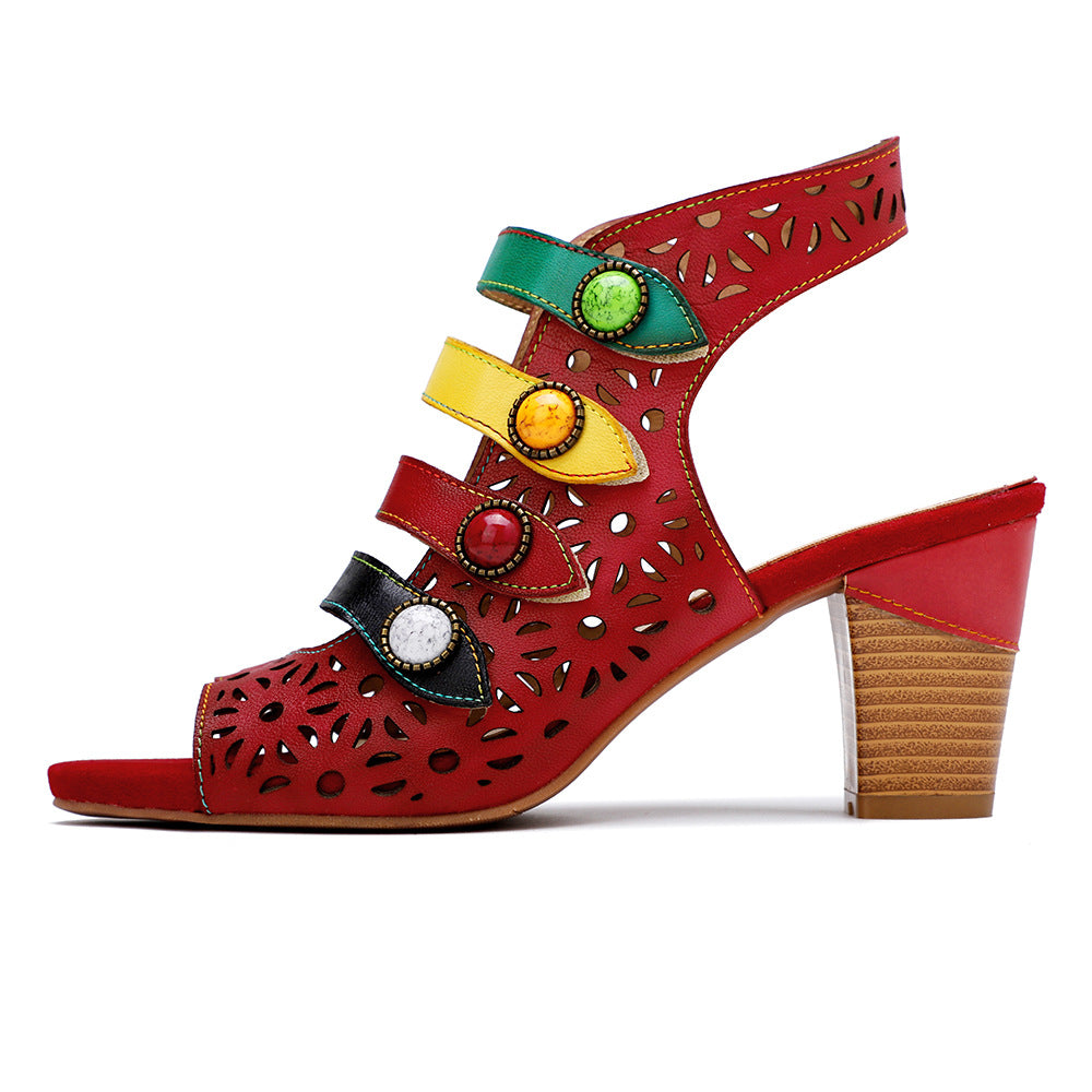 color stripes ultra-comfortable sandals with heels