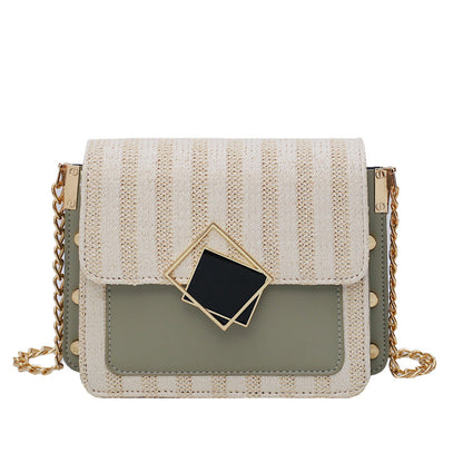 Stylish set-up woven one-shoulder slanted bag