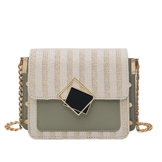 Stylish set-up woven one-shoulder slanted bag