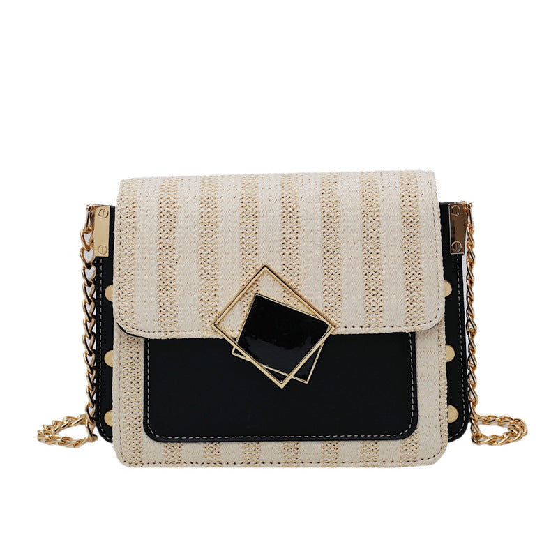 Stylish set-up woven one-shoulder slanted bag