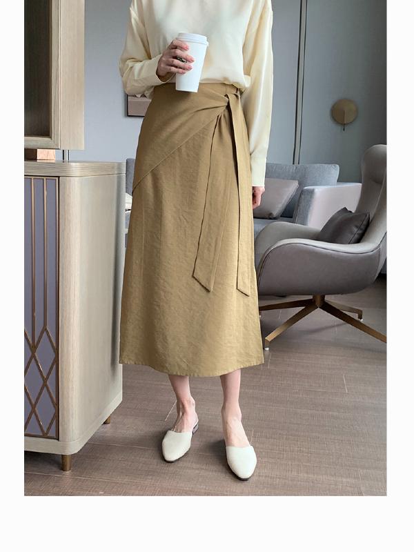 SOLID SPLIT-SIDE EMPIRE BANDAGE SKIRT