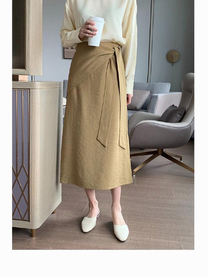 SOLID SPLIT-SIDE EMPIRE BANDAGE SKIRT