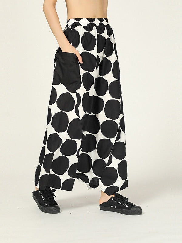 LOOSE POLKA-DOT LOOSE HAREM PANTS