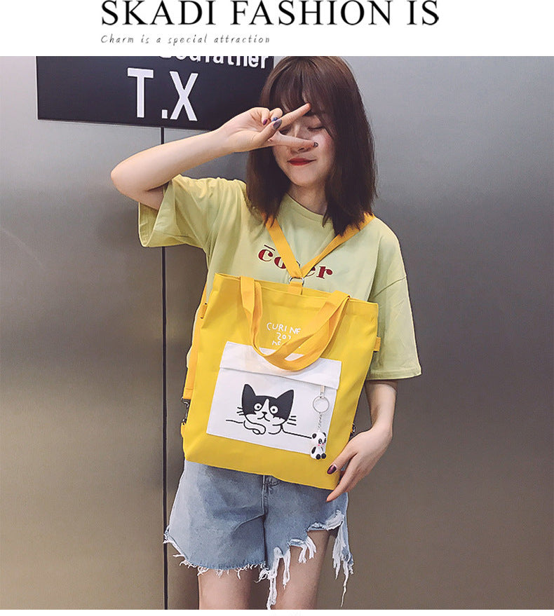 Anime canvas bag female shoulder large capacity bag