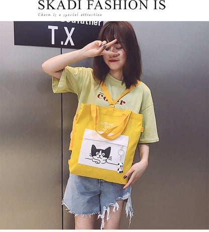 Anime canvas bag female shoulder large capacity bag