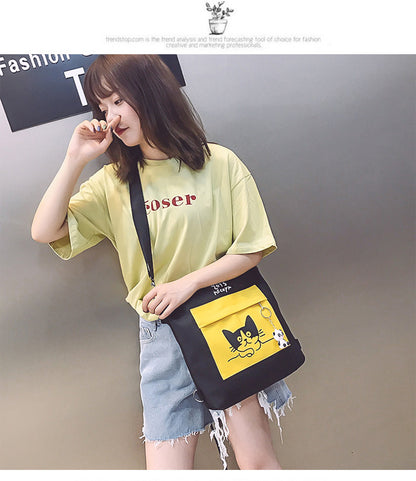 Anime canvas bag female shoulder large capacity bag