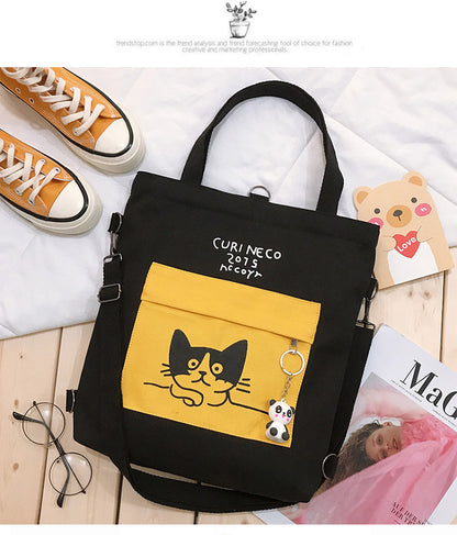 Anime canvas bag female shoulder large capacity bag