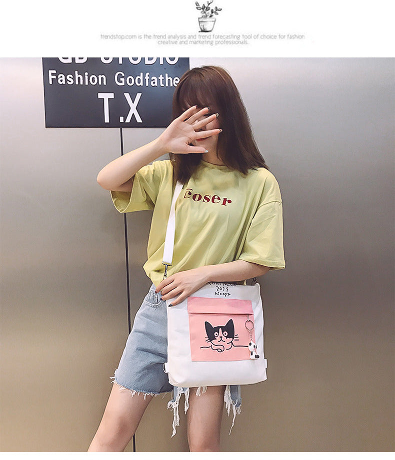 Anime canvas bag female shoulder large capacity bag