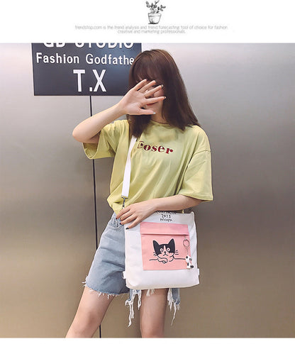 Anime canvas bag female shoulder large capacity bag