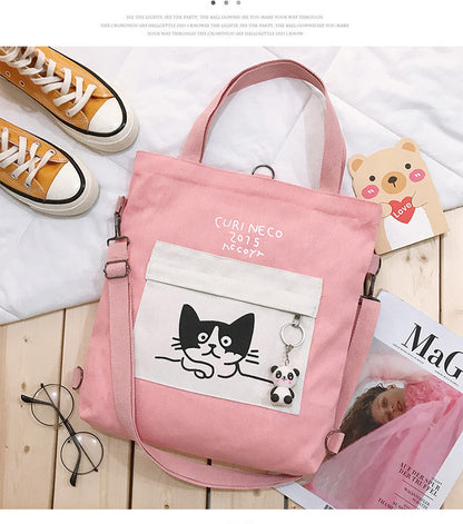 Anime canvas bag female shoulder large capacity bag