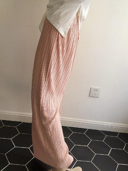 CASUAL RUFFLED ELASTICITY DRAPE WIDE LEG PANTS