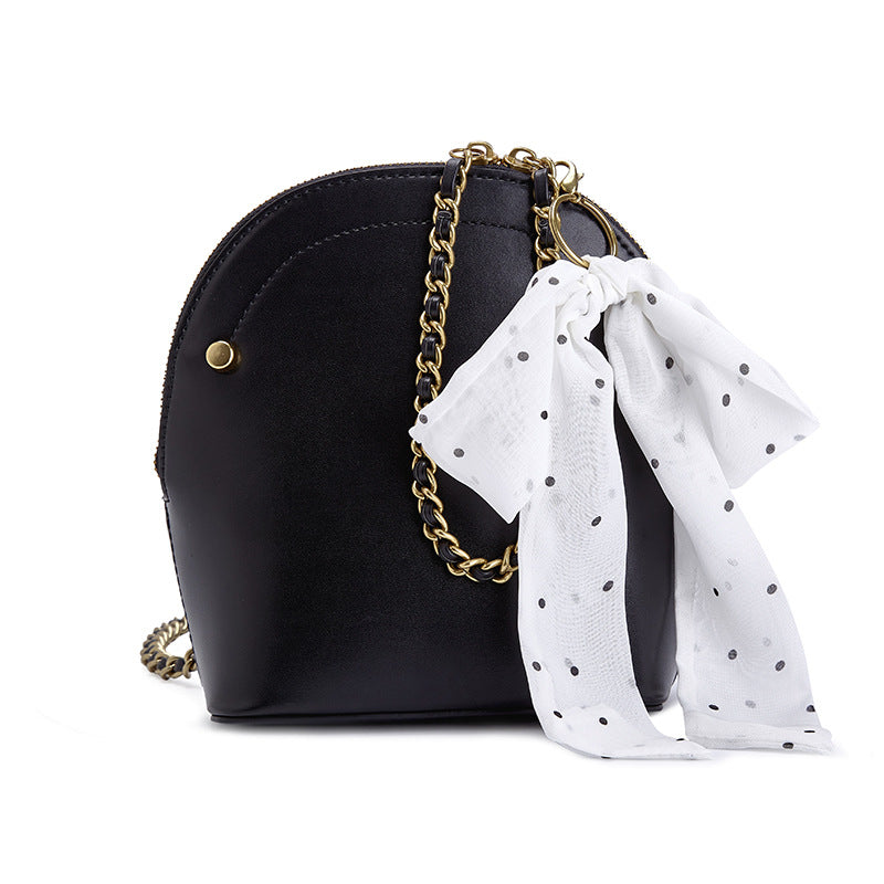 Silk scarf chain single shoulder slant shell bag
