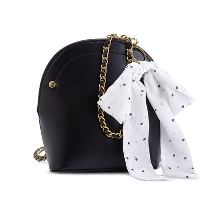 Silk scarf chain single shoulder slant shell bag