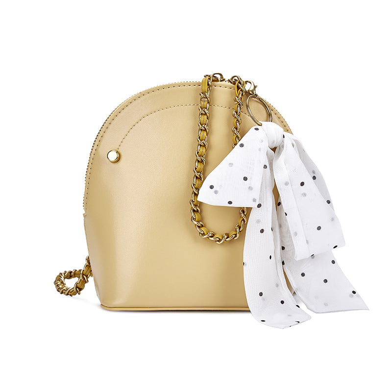 Silk scarf chain single shoulder slant shell bag