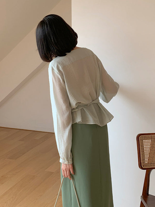 CASUAL CHIFFON SPLIT-FRONT SKIRT
