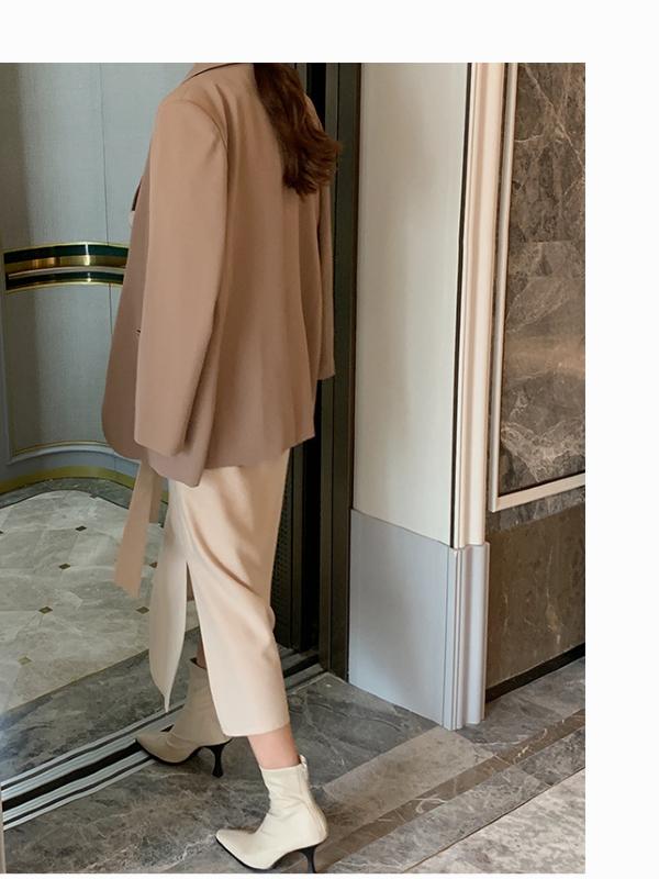 SOLID SPLIT-SIDE EMPIRE BANDAGE SKIRT