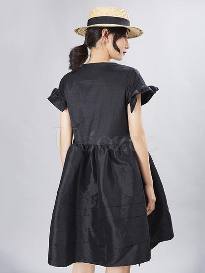 Retro Designed French Lace Sleeves A-line Mini Dress