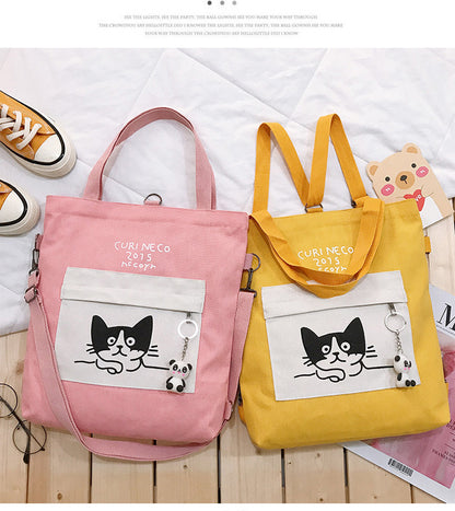 Anime canvas bag female shoulder large capacity bag