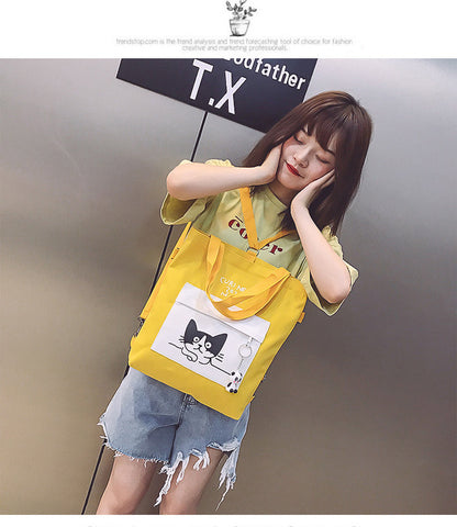 Anime canvas bag female shoulder large capacity bag