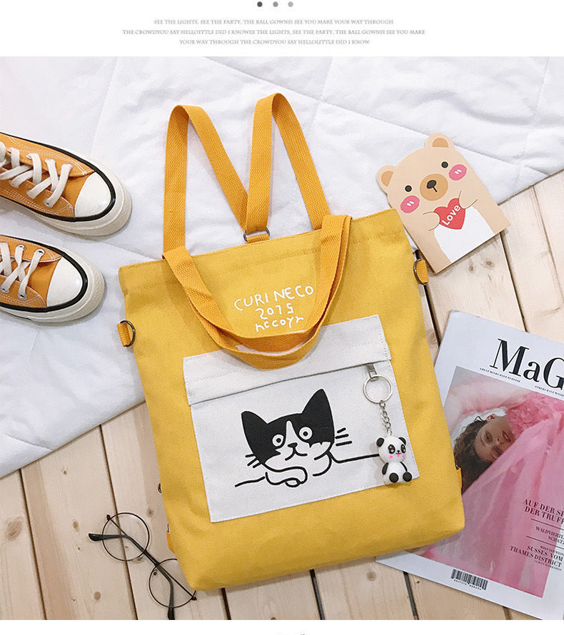 Anime canvas bag female shoulder large capacity bag