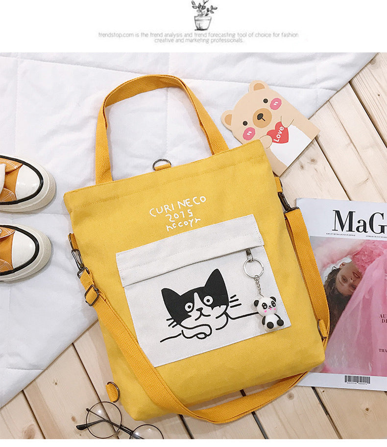 Anime canvas bag female shoulder large capacity bag