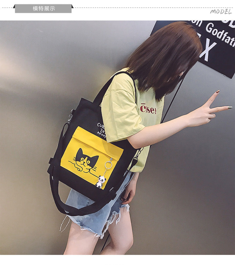 Anime canvas bag female shoulder large capacity bag