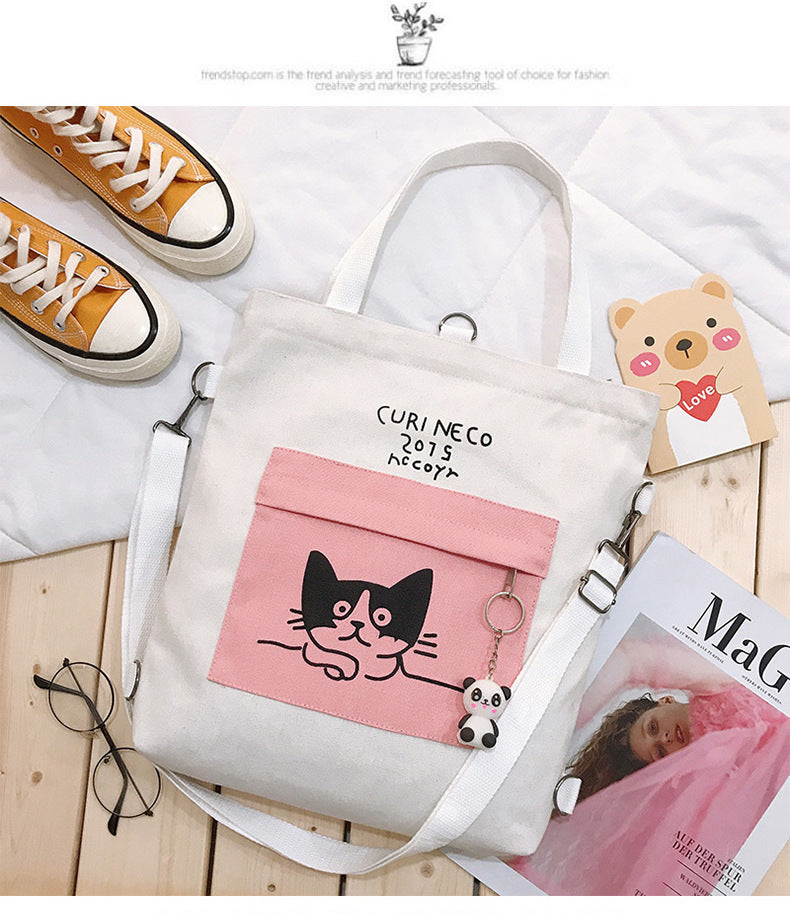 Anime canvas bag female shoulder large capacity bag