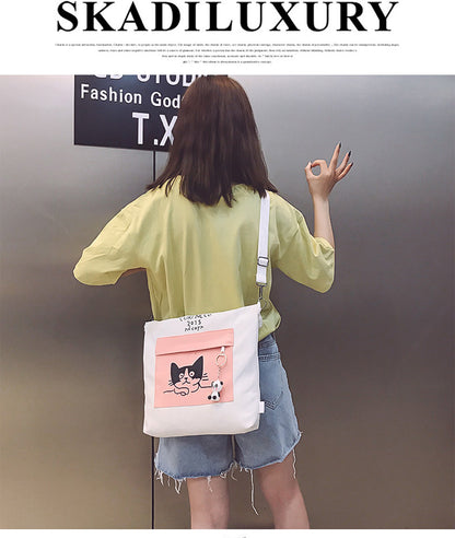 Anime canvas bag female shoulder large capacity bag