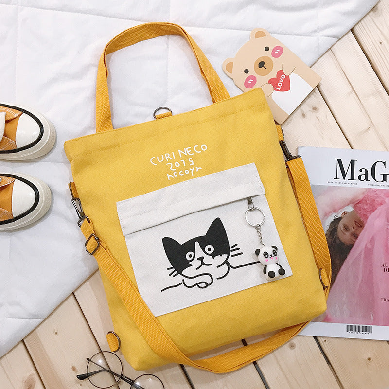 Anime canvas bag female shoulder large capacity bag