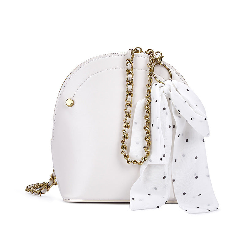 Silk scarf chain single shoulder slant shell bag