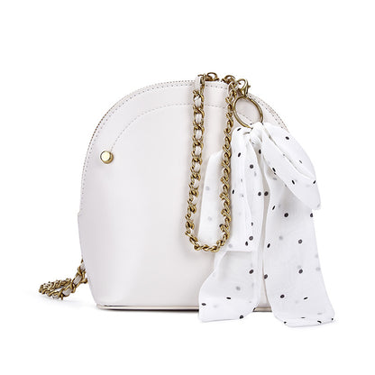 Silk scarf chain single shoulder slant shell bag
