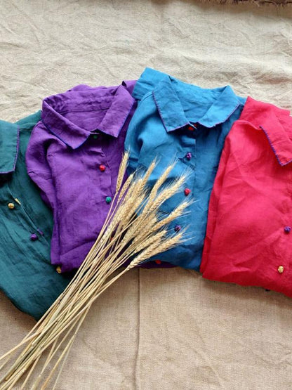 Retro Casual Linen Long Shirt Shirt