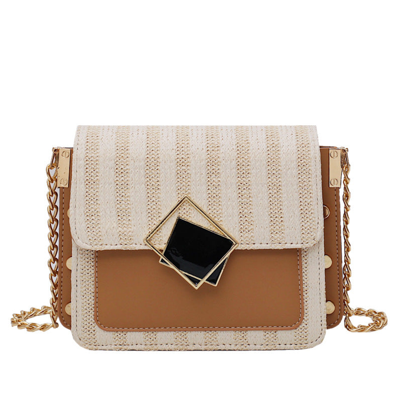 Stylish set-up woven one-shoulder slanted bag