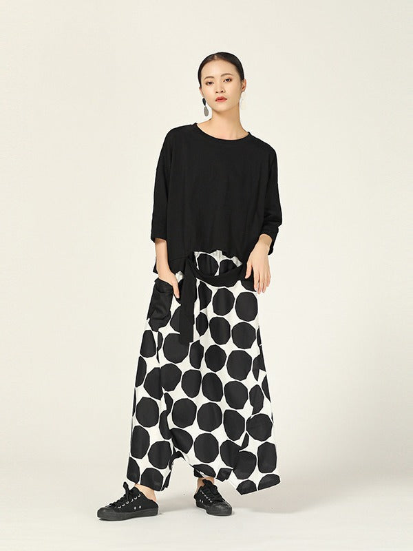 LOOSE POLKA-DOT LOOSE HAREM PANTS