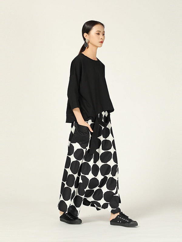 LOOSE POLKA-DOT LOOSE HAREM PANTS