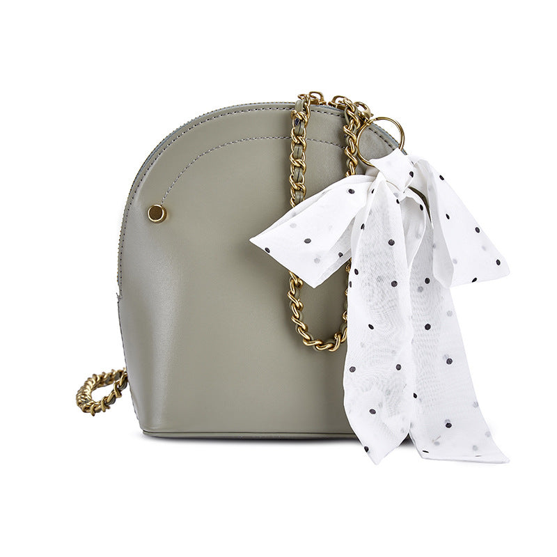 Silk scarf chain single shoulder slant shell bag