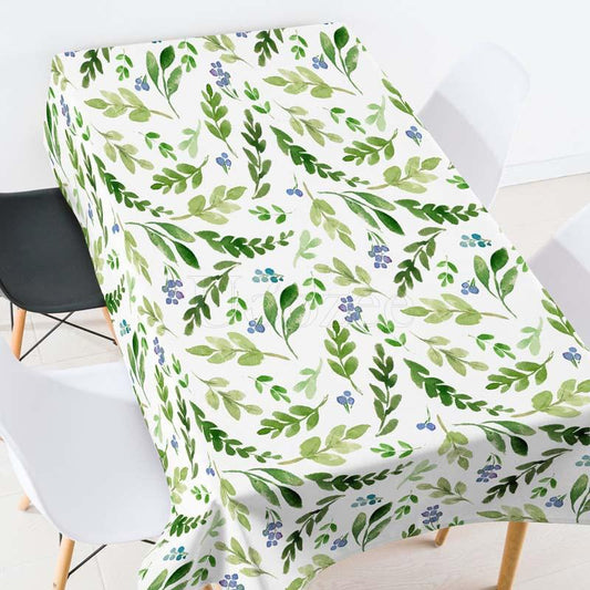 Light Green Leaves Plants Casual Printed Tablecloth