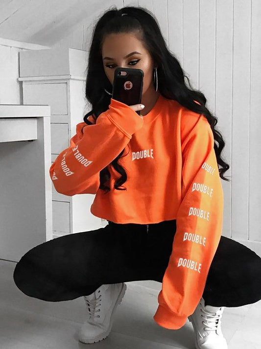 Orange Pullover Sports Sweatshirt ACTIVE WEAR - Zebrant