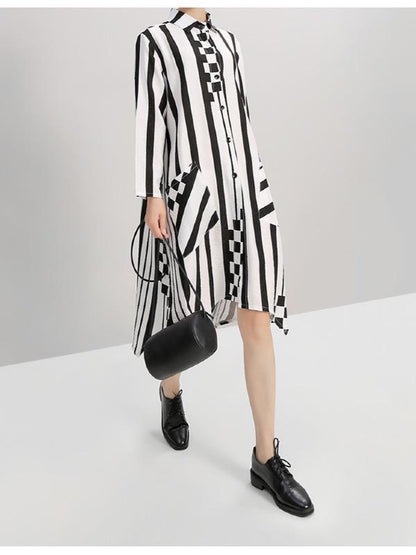 LOOSE STRIPE CROPPED MIDI DRESS - Zebrant
