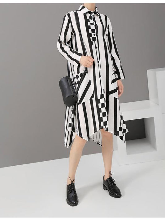 LOOSE STRIPE CROPPED MIDI DRESS - Zebrant