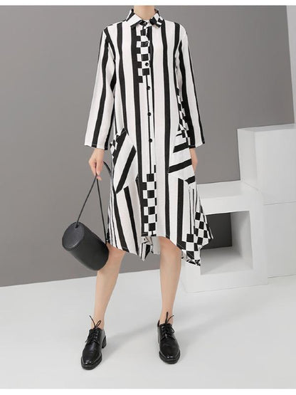 LOOSE STRIPE CROPPED MIDI DRESS - Zebrant