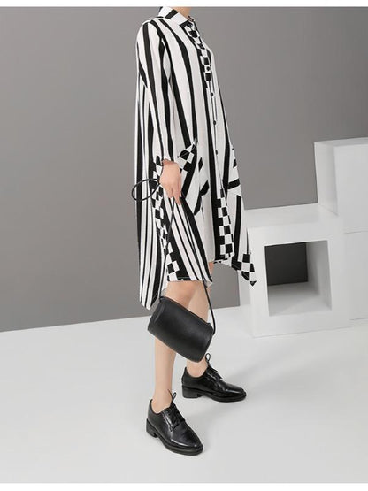 LOOSE STRIPE CROPPED MIDI DRESS - Zebrant