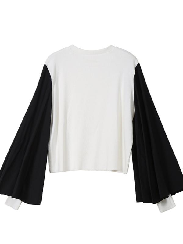 CASUAL PUFF SLEEVE SPLIT-JOINT TOPS